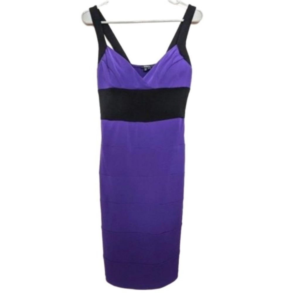 XOXO Purple Black Bandage Bodycon Dress Stretch Mini Medium Y2K Indie Sleaze